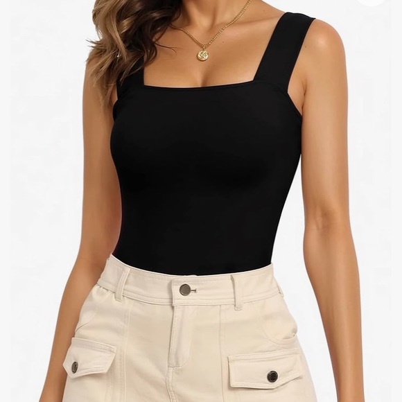 (A9) MANGOPOP Womens Square Neck Sleeveless Tank Top Bodysuit Suit, Sz XXL, NWT - Picture 2 of 9